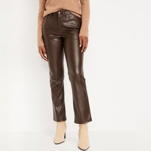 {Old Navy} "High Rise Boot Cut Faux Leather Ankle Pants" Brown Stretch Jeans